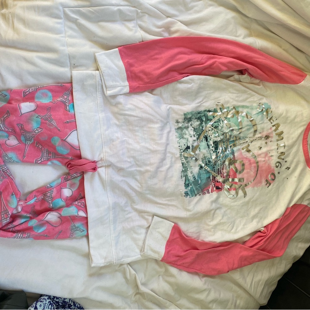 Justice Pink and White Kids Pajama Set